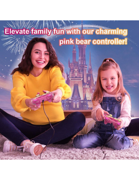 Controlador Pro Inalámbrico Rosa Oso de Fresa para Switch