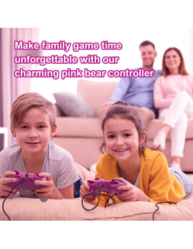 Controlador Pro Inalámbrico Rosa Oso de Fresa para Switch