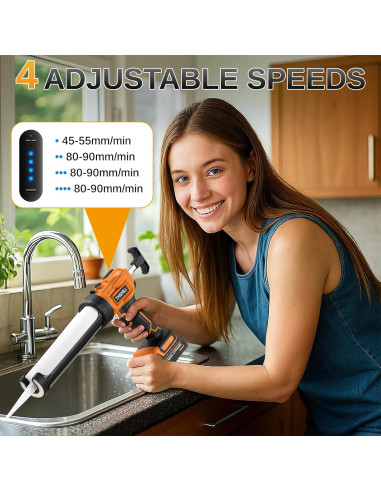 Pistola de Calafateo Eléctrica THIS HILL 300ml 20V 4 Velocidades