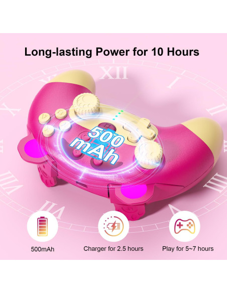Controlador Pro Inalámbrico Rosa Oso de Fresa para Switch