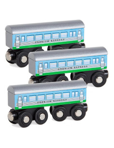 Coches de Ferrocarril de Madera Orbrium - 3 Pcs, 11.43 cm
