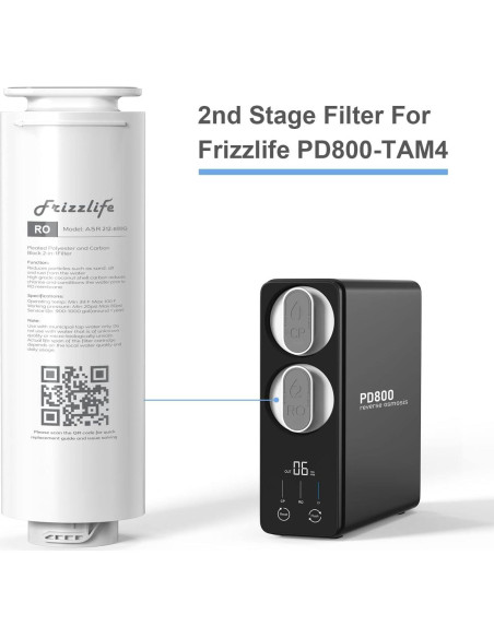 Cartucho de Filtro RO Frizzlife ASR212-800G para PD800-TAM4
