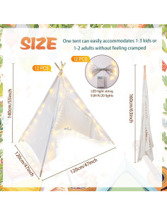 12 Tiendas Teepee Windyun con Luces LED para Niños 2