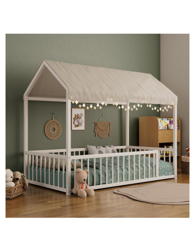 Cama de Piso de Metal Montessori THINK 30 Individual Blanca