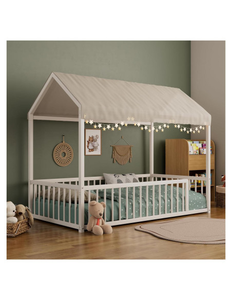 Cama de Piso de Metal Montessori THINK 30 Individual Blanca