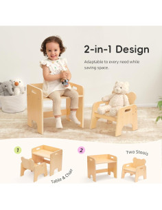 Conjunto Mesa y Silla Montessori OOOK Madera 1-3 Años 2