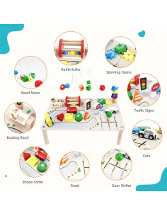 Mesa de Actividades de Madera Donmills 8 en 1 para Niños 2