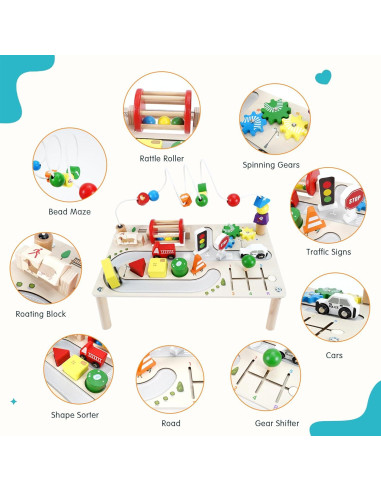 Mesa de Actividades de Madera Donmills 8 en 1 para Niños