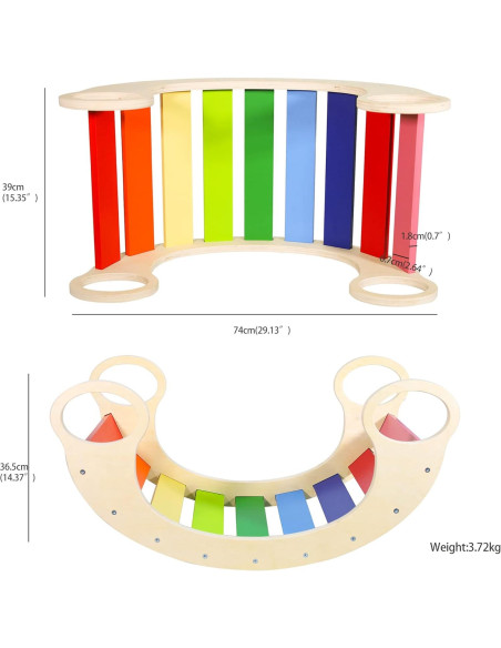 Balancín de Madera Arcoíris Waldorf - Juguete Creativo 73.9x39.1cm