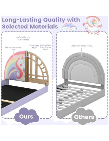 Cama Infantil Twin Baja Costzon Arcoíris Púrpura 204x107 cm