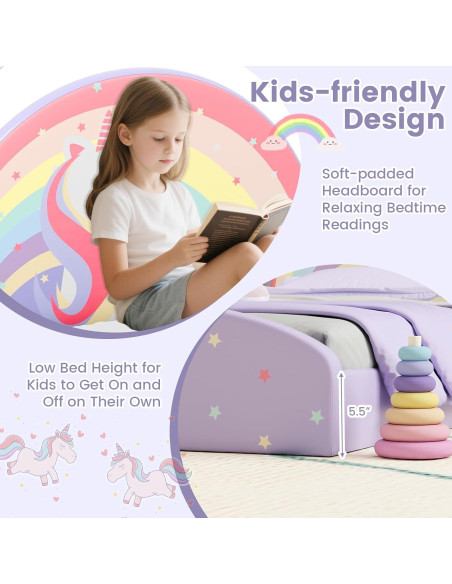 Cama Infantil Twin Baja Costzon Arcoíris Púrpura 204x107 cm