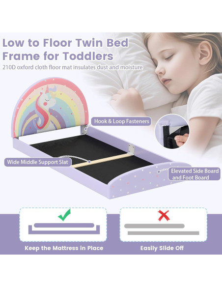 Cama Infantil Twin Baja Costzon Arcoíris Púrpura 204x107 cm