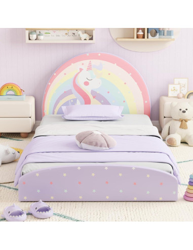 Cama Infantil Twin Baja Costzon Arcoíris Púrpura 204x107 cm