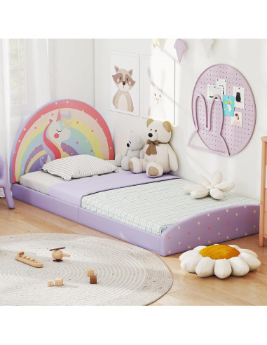 Cama Infantil Twin Baja Costzon Arcoíris Púrpura 204x107 cm
