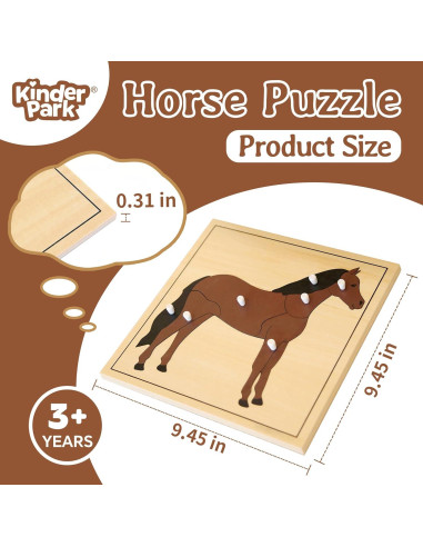Rompecabezas Montessori de Madera Kinder Park Caballo 24x24cm