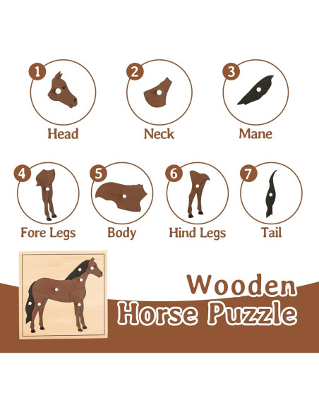 Rompecabezas Montessori de Madera Kinder Park Caballo 24x24cm