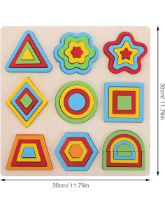 Rompecabezas de Clasificación de Formas de Madera Montessori 30x30cm 2