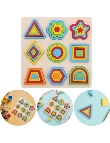 Rompecabezas de Clasificación de Formas de Madera Montessori 30x30cm