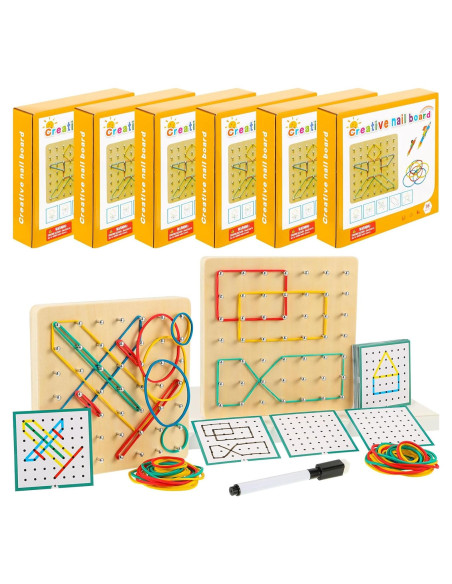 Juego de Tableros Geométricos de Madera Jenaai - 6 Piezas STEM