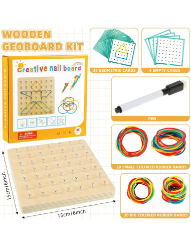 Juego de Tableros Geométricos de Madera Jenaai - 6 Piezas STEM