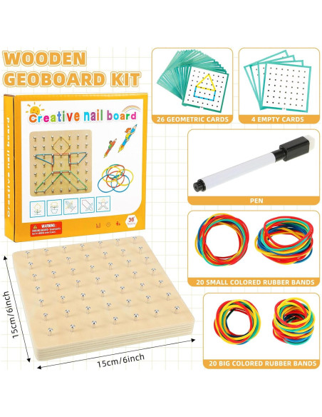 Juego de Tableros Geométricos de Madera Jenaai - 6 Piezas STEM