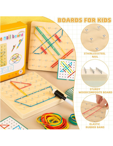 Juego de Tableros Geométricos de Madera Jenaai - 6 Piezas STEM