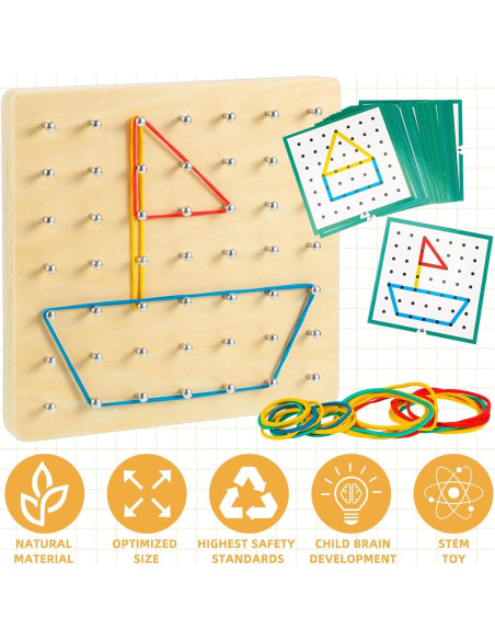 Juego de Tableros Geométricos de Madera Jenaai - 6 Piezas STEM