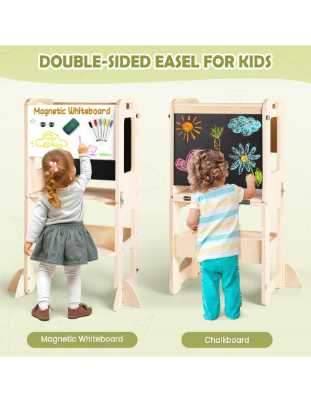 Escalera de Cocina 4 en 1 para Niños QS1720 con Pizarra