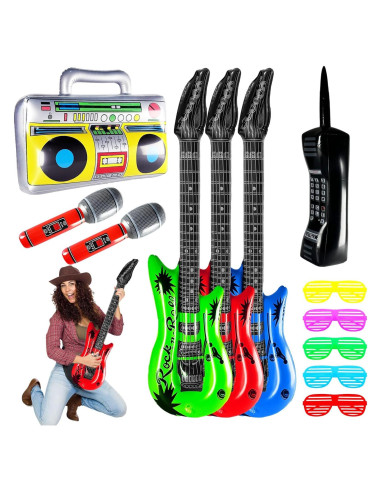 Juego de Juguetes Inflables 12 Piezas Rock Star Pynqdfu