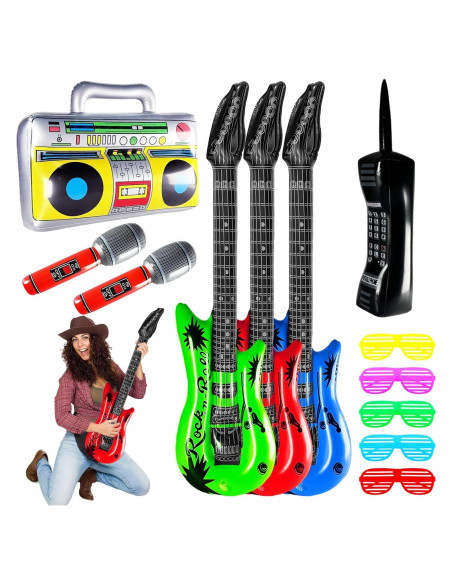 Juego de Juguetes Inflables 12 Piezas Rock Star Pynqdfu