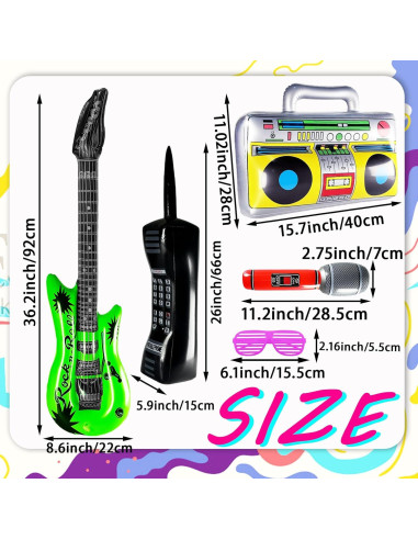 Juego de Juguetes Inflables 12 Piezas Rock Star Pynqdfu