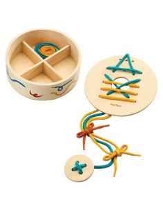 PlanToys Tableros de Enhebrado de Madera 16x16 cm