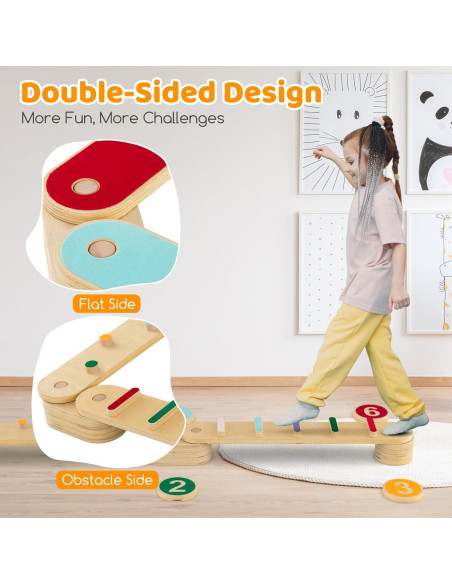 Viga de Equilibrio Montessori Costzon Doble Lado 12 Piezas