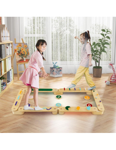 Viga de Equilibrio Montessori Costzon Doble Lado 12 Piezas