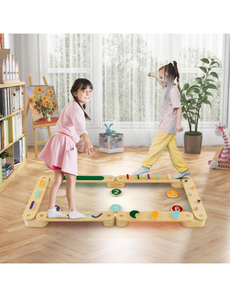 Viga de Equilibrio Montessori Costzon Doble Lado 12 Piezas