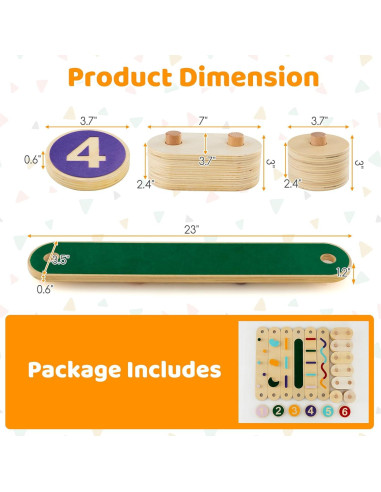 Viga de Equilibrio Montessori Costzon Doble Lado 12 Piezas