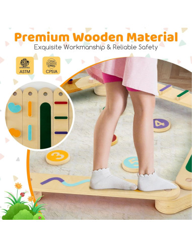 Viga de Equilibrio Montessori Costzon Doble Lado 12 Piezas