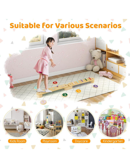 Viga de Equilibrio Montessori Costzon Doble Lado 12 Piezas