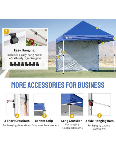 Carpa Plegable CROWN SHADES 3x3m Azul con Kit Comercial