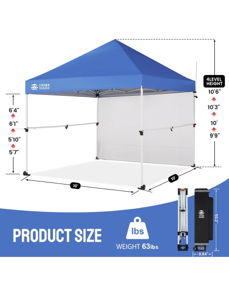 Carpa Plegable CROWN SHADES 3x3m Azul con Kit Comercial