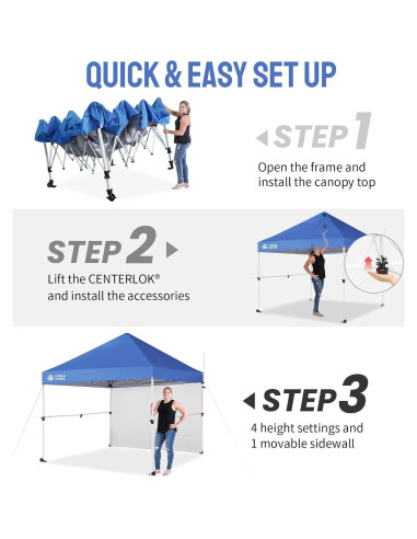 Carpa Plegable CROWN SHADES 3x3m Azul con Kit Comercial
