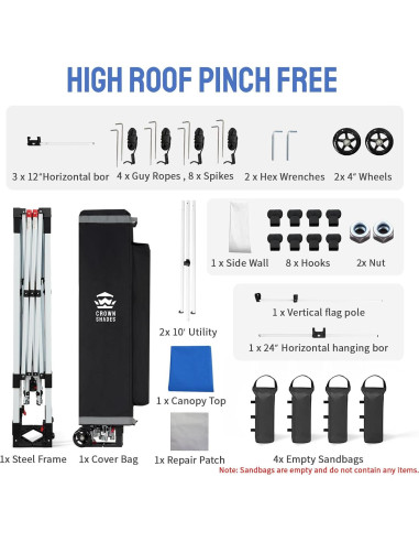 Carpa Plegable CROWN SHADES 3x3m Azul con Kit Comercial
