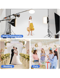 Kit de Soporte de Fondo Ajustable EMART 3x2.1m + Softbox 40x40cm 2