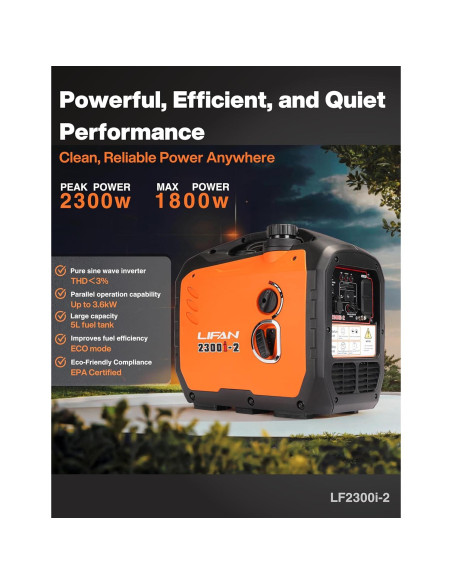 Generador Inversor Lifan 2300W Gasolina Silencioso Portátil
