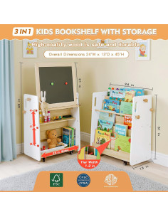 Estantería Montessori 5 Niveles Takeeyce Verde con Caballete 2