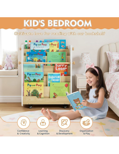 Estantería Montessori 5 Niveles Takeeyce Verde con Caballete