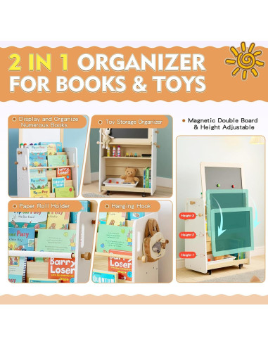 Estantería Montessori 5 Niveles Takeeyce Verde con Caballete