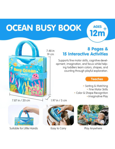 Libro Ocupado Oceánico Hahaland para Niños 1-3 Años