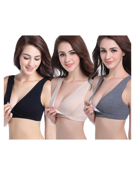 Sujetador de Maternidad CAKYE Bralette Algodón X-Large 3 Pack