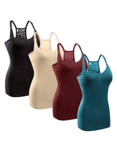 Camiseta de Lactancia GXXGE 4Pack Mujeres Tirantes Ajustables